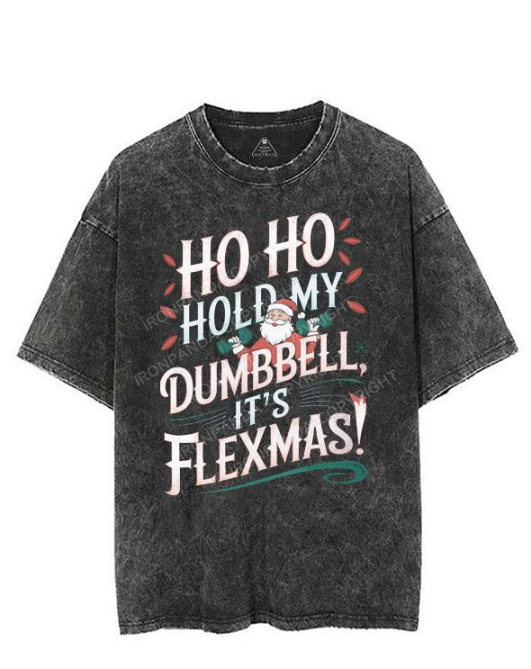 HO HO HOLD MY BUMBBELL IT'S FLEXMAS! VINTAGE GYM SHIRT