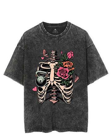 SKELETON AND KETTLEBELL  VINTAGE GYM SHIRT
