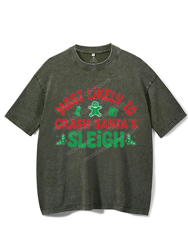 MOST LIKELY TO CRASH SANTA'S SLEIGH VINTAGE GYM SHIRT