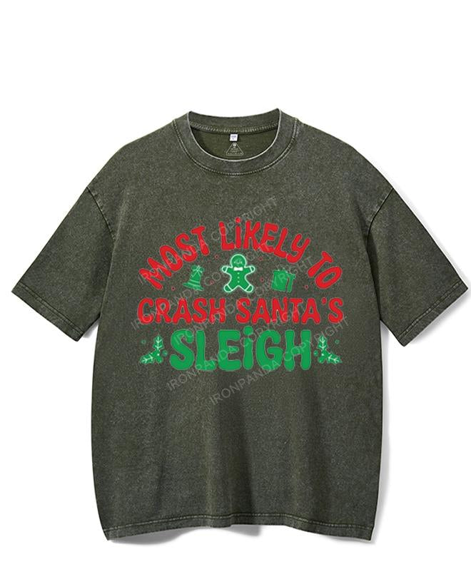 MOST LIKELY TO CRASH SANTA'S SLEIGH VINTAGE GYM SHIRT