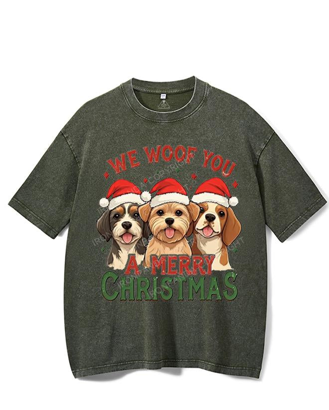 WE WOOF YOU A MERRY CHRISTMAS VINTAGE GYM SHIRT