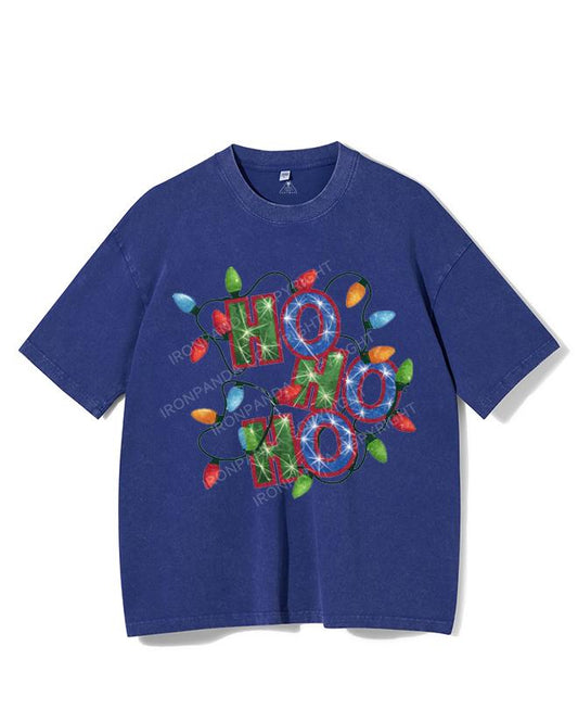 HO HO HO COLORED LIGHTS VINTAGE GYM SHIRT