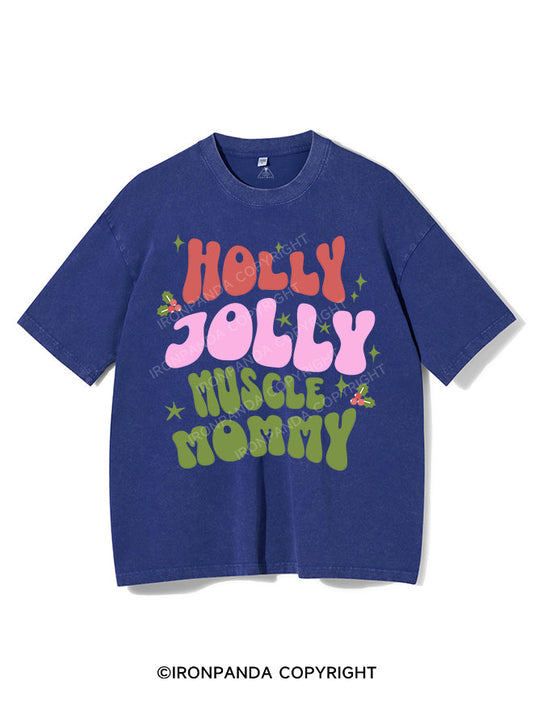 HOLLY JOLLY MUSCLE Mom  VINTAGE GYM SHIRT