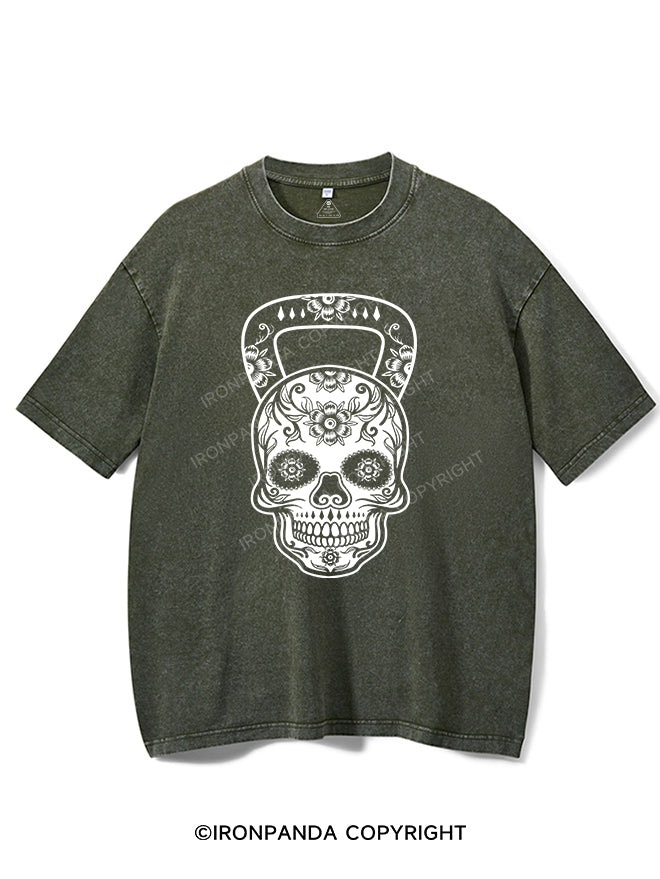 Sugar Skull Kettlebell Vintage Gym Shirt