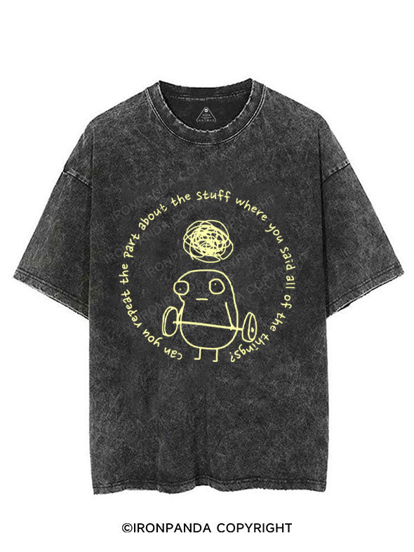 Can you repeat the part about the stuff where you said all of the things? VINTAGE GYM SHIRT