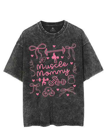 MUSCLE Mom  PINK VINTAGE GYM SHIRT