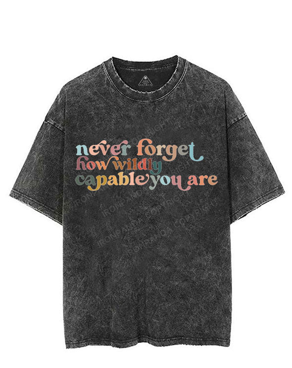 NEVER FORGET HOW WILDLY CAPABLE YOU ARE VINTAGE GYM SHIRT