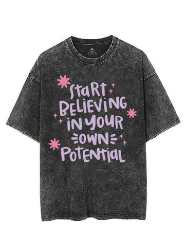 START BELIEVING IN YOUR OWN POTENTIAL VINTAGE GYM SHIRT