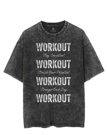 STAY CONSISTENT STRETCH YOUR POTENTIAL STRONGER EACH DAY VINTAGE GYM SHIRT