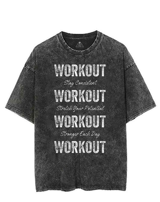 STAY CONSISTENT STRETCH YOUR POTENTIAL STRONGER EACH DAY VINTAGE GYM SHIRT