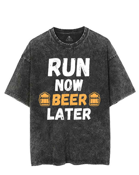 RUN NOW BEER LATER VINTAGE GYM SHIRT