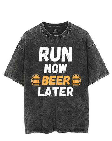 RUN NOW BEER LATER VINTAGE GYM SHIRT