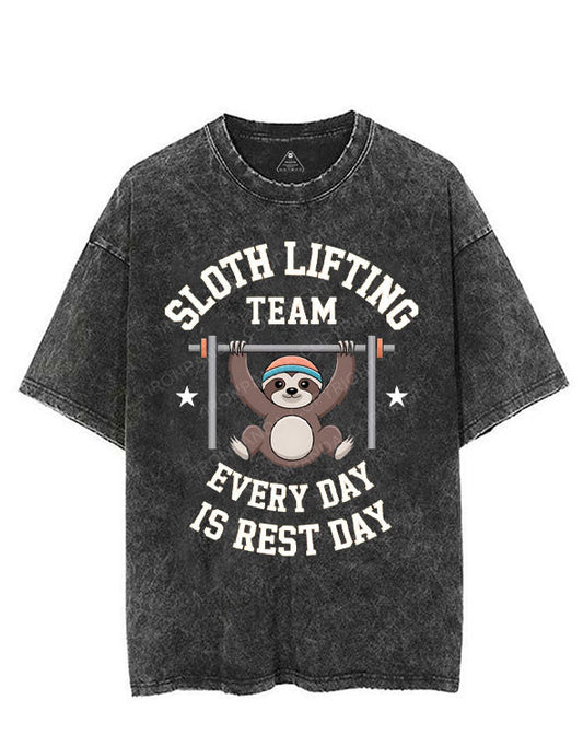 SLOTH LIFTING TEAM EVERYDAY IS REST DAY VINTAGE GYM SHIRT
