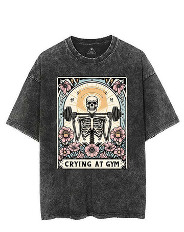 CRYING AT THE GYM SKELETON VINTAGE GYM SHIRT