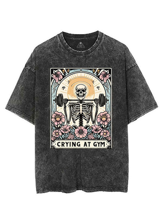CRYING AT THE GYM SKELETON VINTAGE GYM SHIRT