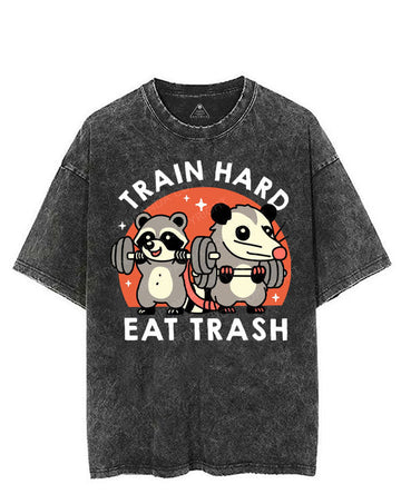 TRAIN HARD EAT TRASH VINTAGE GYM SHIRT