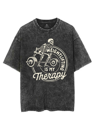 WEIGHTLIFTING IS MY THERAPY VINTAGE GYM SHIRT