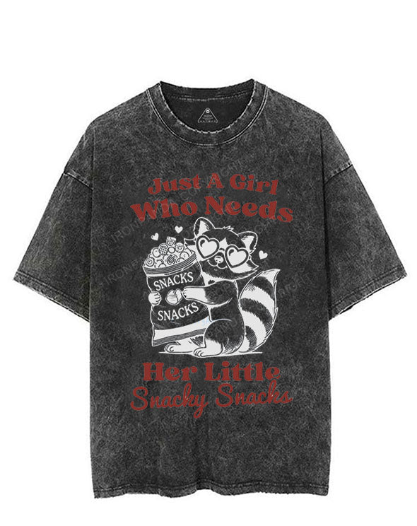 JUST A GIRL WHO NEEDS HER LITTLE SNACKY SNACKS VINTAGE GYM SHIRT