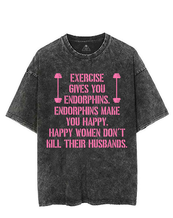 EXERCISE GIVES YOU ENDORPHINS PINK VINTAGE GYM SHIRT