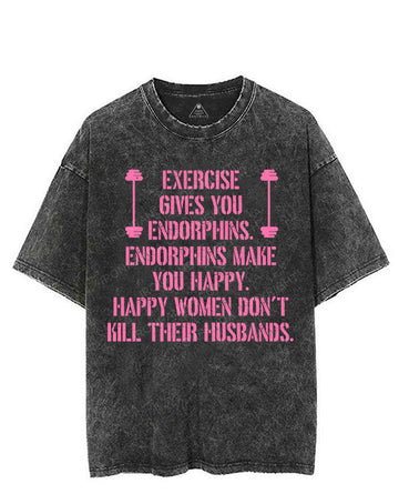 EXERCISE GIVES YOU ENDORPHINS PINK VINTAGE GYM SHIRT