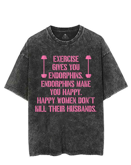EXERCISE GIVES YOU ENDORPHINS PINK VINTAGE GYM SHIRT