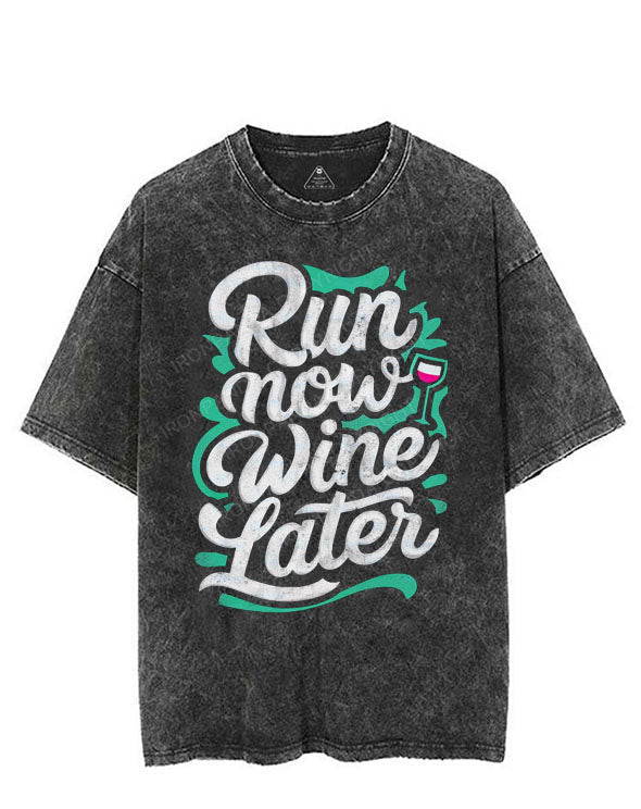 RUN NOW WINE LATER VINTAGE GYM SHIRT