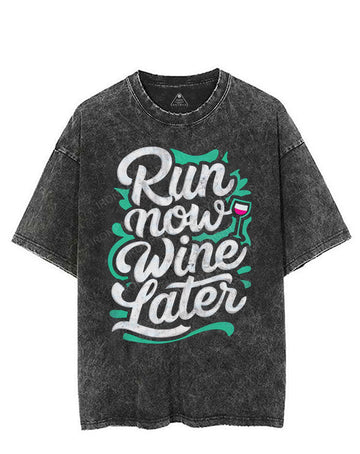 RUN NOW WINE LATER VINTAGE GYM SHIRT