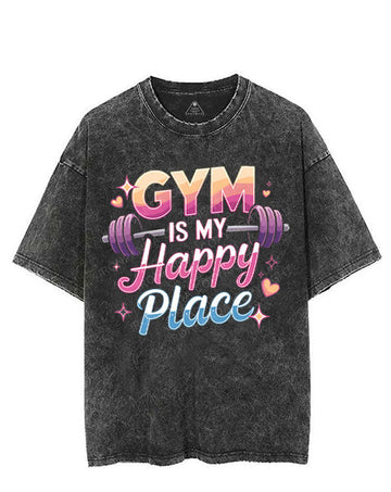 GYM IS MY HAPPY PLACE VINTAGE GYM SHIRT