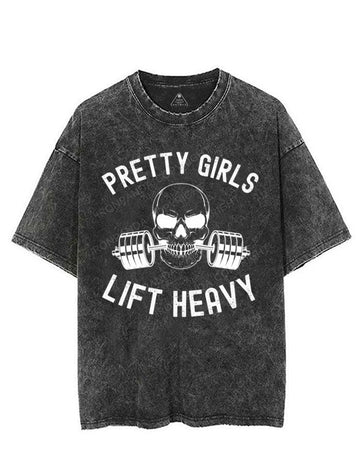 PRETTY GIRLS LIFT HEAVY SKELETON VINTAGE GYM SHIRT