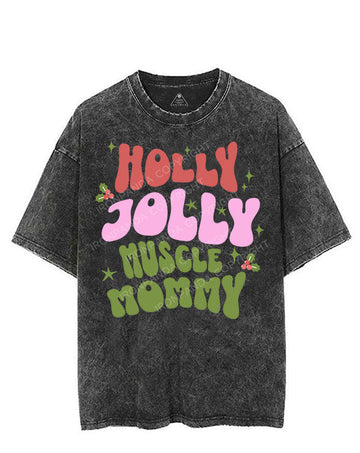 HOLLY JOLLY MUSCLE Mom  VINTAGE GYM SHIRT