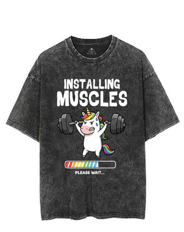 INSTALLING MUSCLES PLEASE WAIT VINTAGE GYM SHIRT
