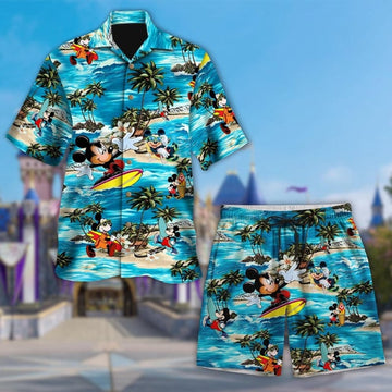 Mouse Surfing Hawaii Beach Shirt, Mouse Button Up Shirt Holiday, Cute Mouse Hawaiian Shirt Gift, Mouse Movie 3D All Over Print Shirt