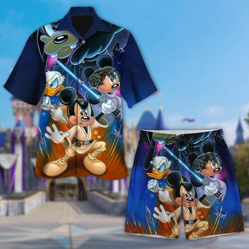Mickey And Minnie Hawaiian Shirt, Funny Mickey And Friend Summer Vacation Shirt, Cartoon Button Up Hawaiian Shirt, Donald Hawaii Gift