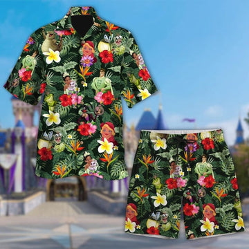 Princess With Flowers Hawaii Beach Shirt, Characters Button Up Shirt, Princess Movie Hawaiian Shirt, Funny Hawaii Set, Cartoon Beach Shorts