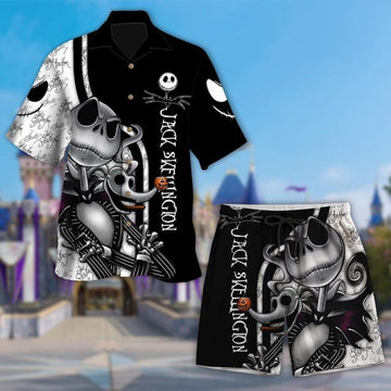 Jack Skellington Halloween Hawaiian Shirt, The Nightmare Before Christmas Hawaii Shirt, Horror Character Button Up, Halloween Cartoon Shirt 