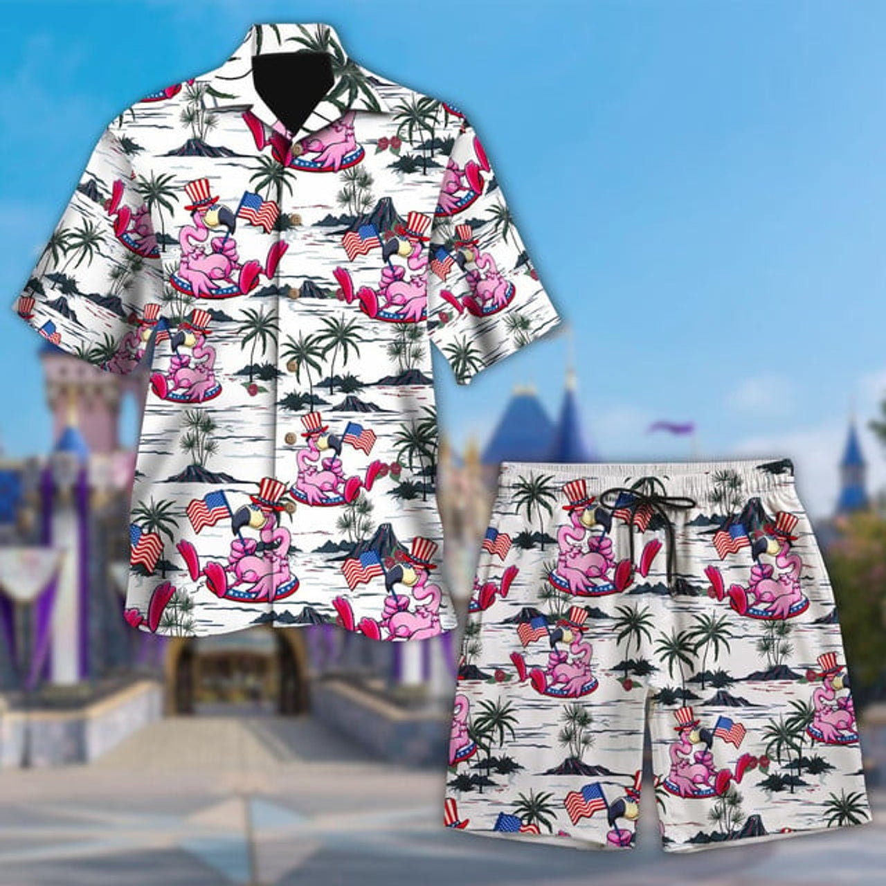 Flamingo 4Th Of July Hawaiian Shirt, Us Flag Flamingo Independence Day Hawaiian Kid Adult Shirt, Flamingo Flag Patriotic Button Up