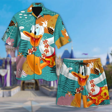 Duck Character Summer Trip Family Hawaiian T Shirt, Aloha Tropical Palm Tree Hawaiian Button Up Shirt, 3D Hawaiian Tee 