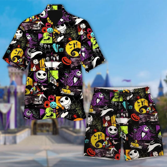 The Nightmare Before Christmas Hawaiian Shirt, Jack Skellington, Sally Doll, Oggie Boogie Beach Shorts, Halloween Movie, Birthday Gift