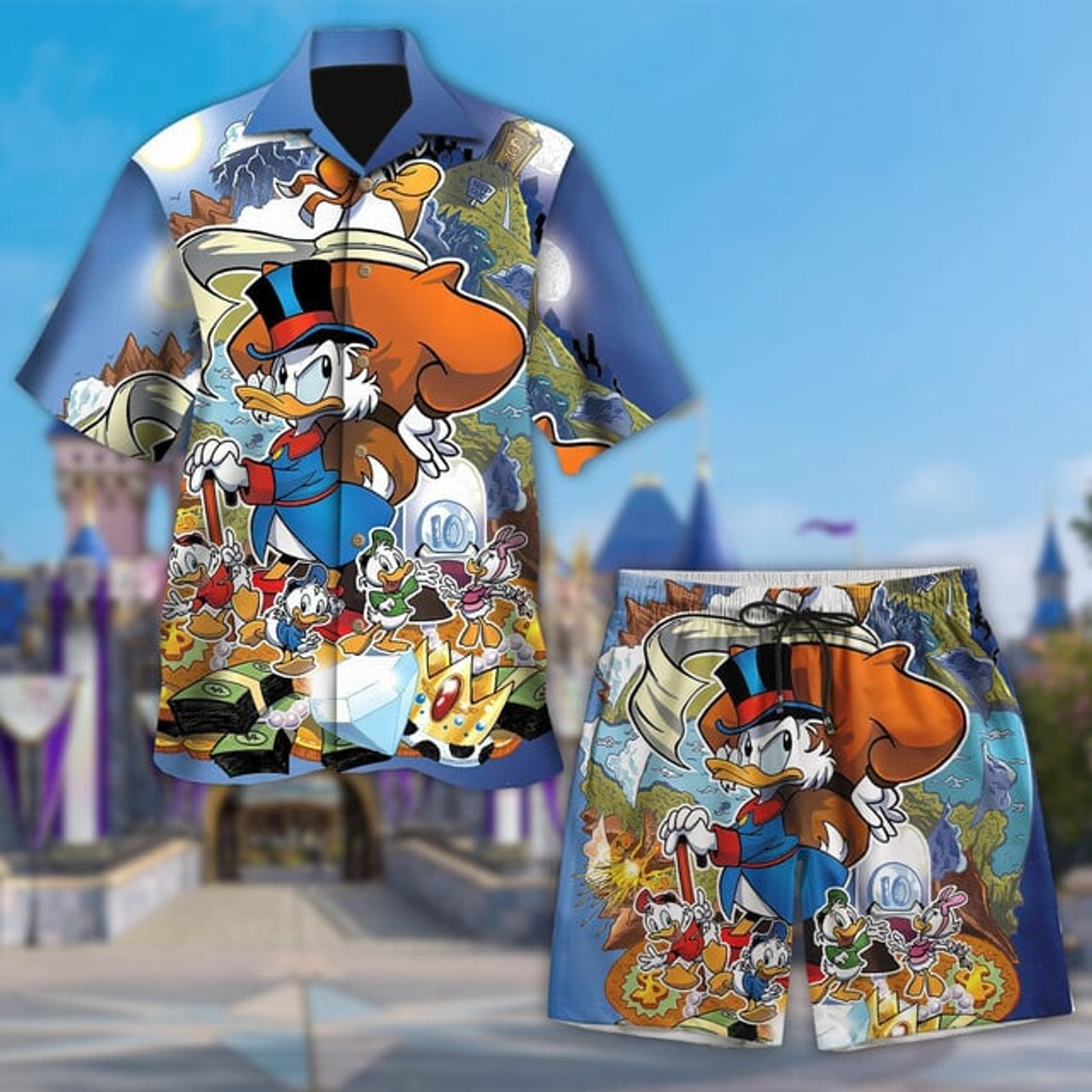 Pilot Duck Cartoon 3D All Over Printed Hawaiian Shirt, Triplet Duck And Rich Uncle Duck Aloha Shirt, Summer Vacation Shirt, Hawaii Shirt
