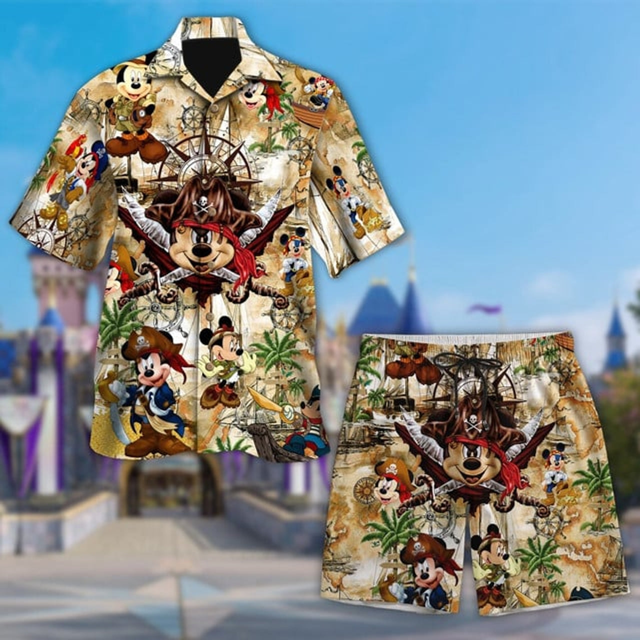 Mickey Mouse Pirates Of The Caribbean Treasure Map Hawaiian Shirt, Mickey Mouse Button Up, Mickey Mouse Hawaii Shirt, Mickey Pirate