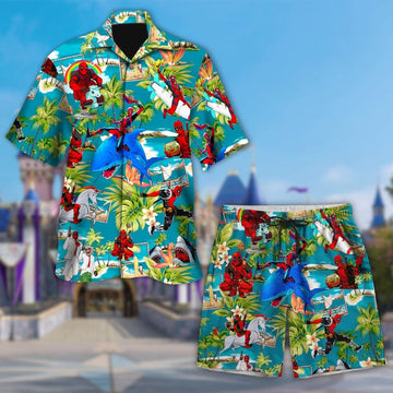 Deadpool Hawaiian Shirt, Deadpool Button Up Shirt Holiday, Deadpool Superhero Shark Hawaiian Shirt, Hero Hawaii Tee, Birthday Gift