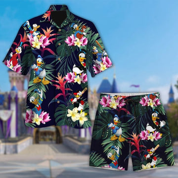 Animated Sailor Duck 3D Hawaiian Shirt, Duck Summer Button Up Shirt, Summer Beach Trip Family Hawaiian Shirt, Pool Party Gift Shirt