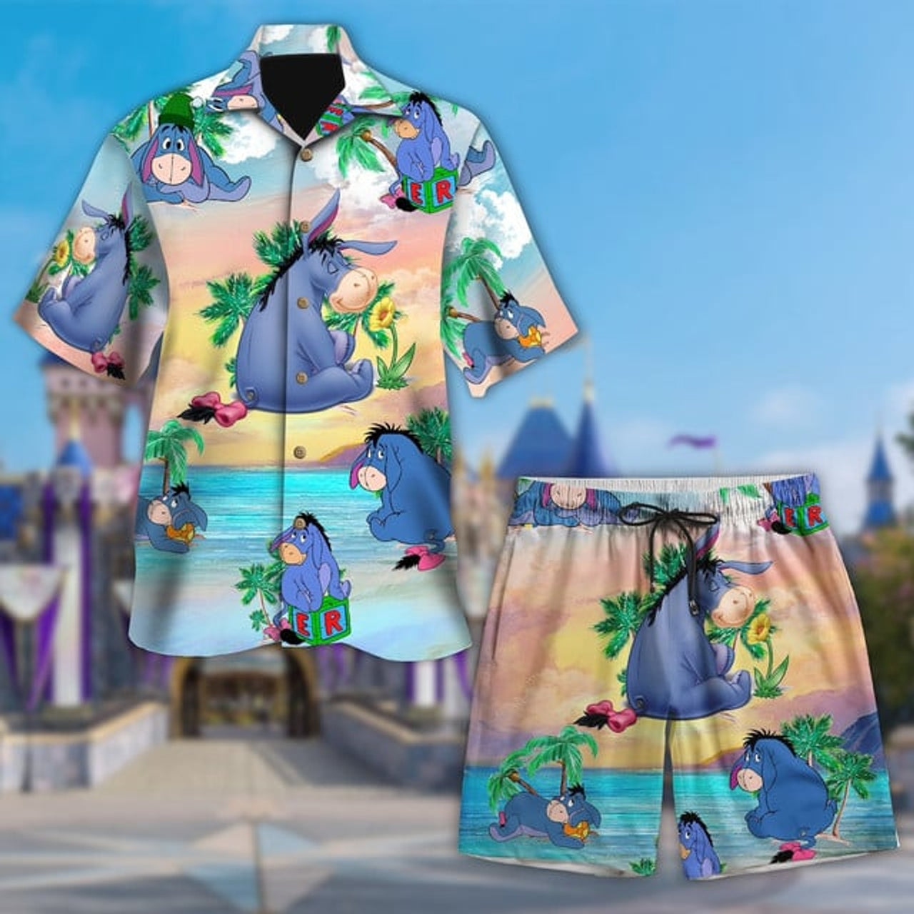 Animated Donkey At The Beach Aloha Shirt, Classic Yellow Bear And Friends Hawaiian Shirt, Summer Vacation Shirt, Cartoon Donkey Hawaii Shirt