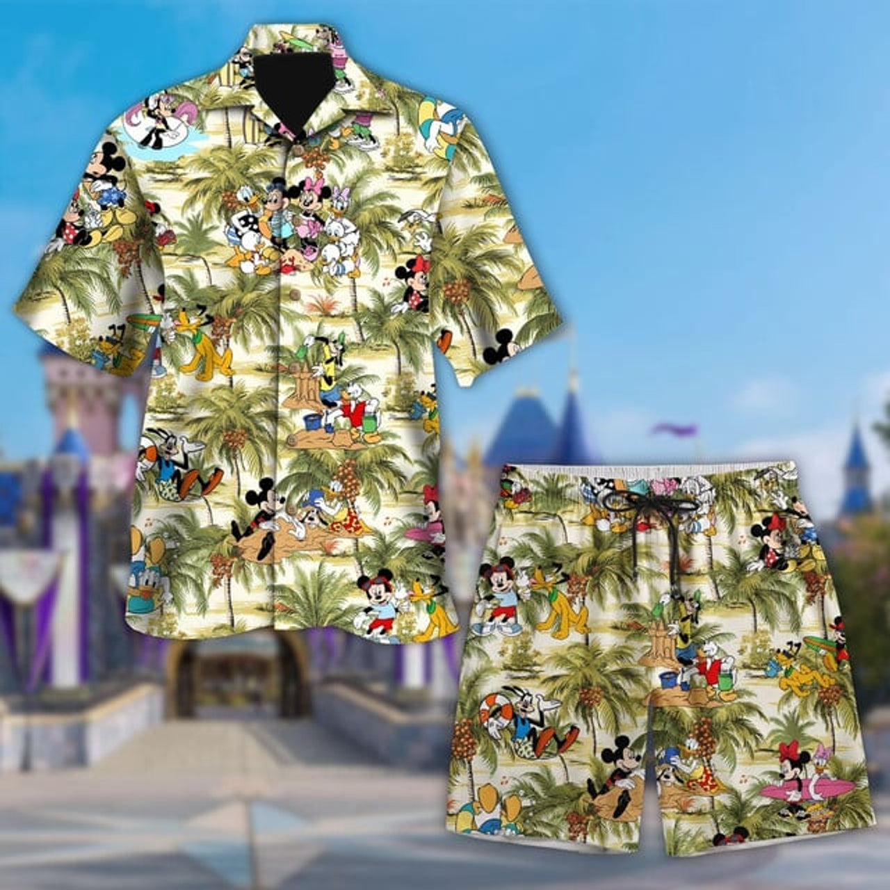 Mickey And Friends Summer Hawaiian Shirt, Coconut Tree Hawaii Shirt, Animated Mouse Beach Aloha Shirt, Magic Kingdom Button Shirt