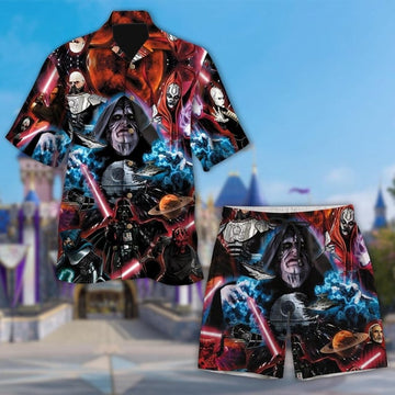 Darth Vader Galaxy All Over Print 3D Hawaiian Shirt, Darth Maul Button Up Star Wars Light Saber Hawaii Shirt, Galaxy Edge Birthday Gift