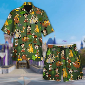 Mickey And Friends Animal Kingdom Hawaiian Shirt, The Lion King Hawaii Shirt, Safari Mode Outfits, Land Family Summer Vacation