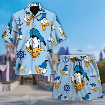 Donald Duck 3D Print All Over Shirt, Donald Hawaiian Shirt, Donald Duck Summer Trip Shirt, Donald Cruise 3D Print Button Up