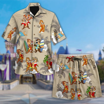 Chip And Dale Hawaiian Shirt, Chip N Dale Button Up, Cute Squirrel Movie Hawaii Tee, Kid Adult Hawaiian, Birthday Gift