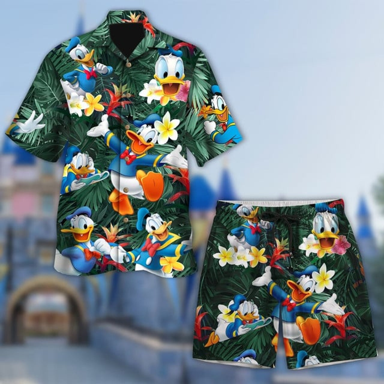 Donald Duck Hawaiian Shirt, Donald Duck Floral Vacation Holiday Tropical Summer Trip Shirt, Duck Beach Short Sleeve Hawaiian Shirt