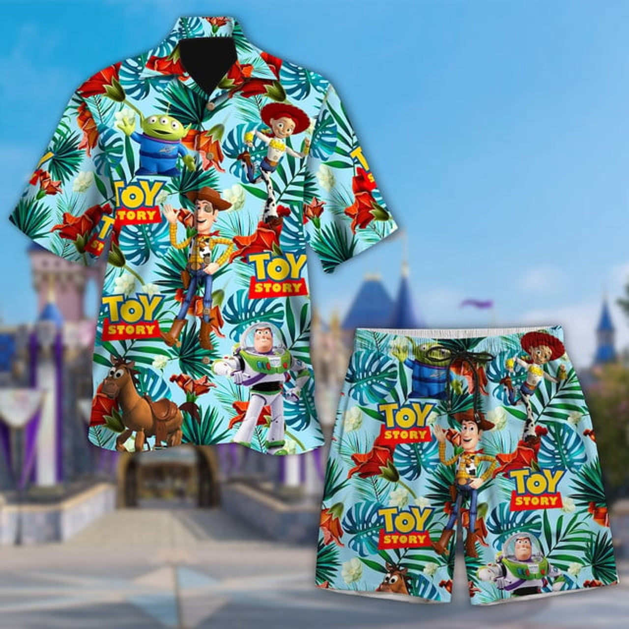 Toy Story Button Up, Woody Buzz Lightyear Jessie Alien 3D Hawaiian Shirt, Toy Story Hawaii Shirt, Magic Kingdom Toy Story Floral Tee Bmx956